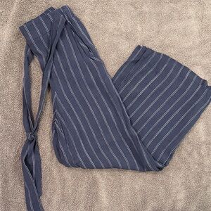 Wilfred Navy Striped Wide Leg Pants